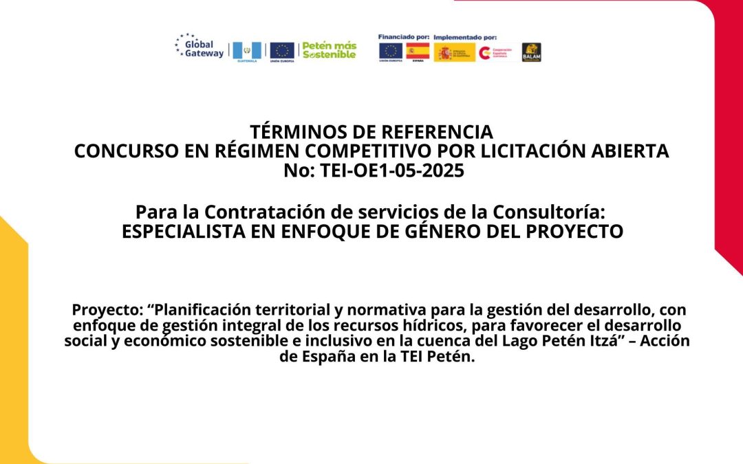 Convocatoria para la contratación de Especialista en Enfoque de Género del Proyecto